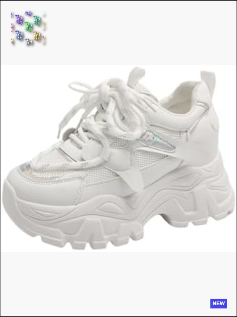 Chunky Platform Sneakers, Fashionable Lace-Up Dad Shoes, Casual Walking Shoes - Picture 1 of 7